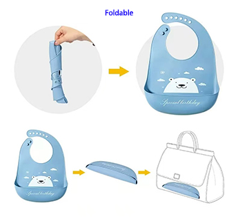 Foldable silicone baby bibs