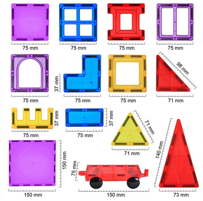 different shapes of magnetic tiles